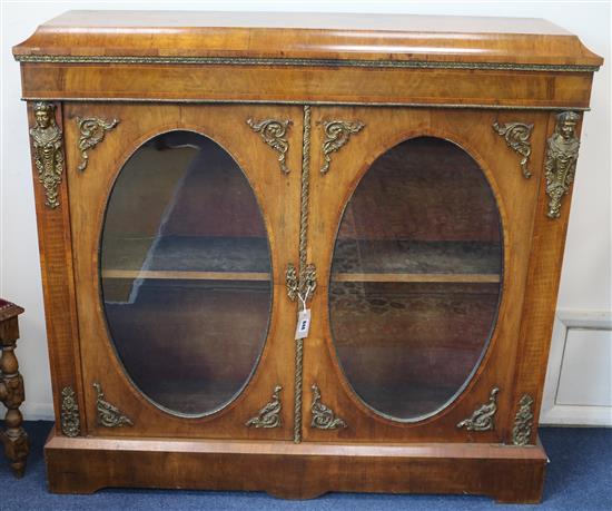 A Victorian walnut dwarf bookcase W.117cm